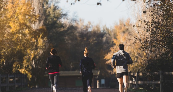 Rear View People Running Outdoors Flipped